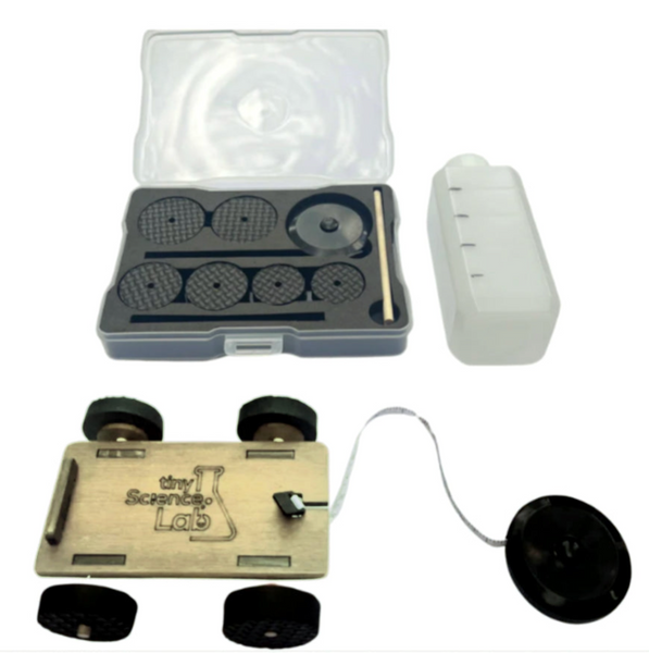 Physics cart  - Dynamics Trolley - with 1.5m retractable tape and three sets of wheels