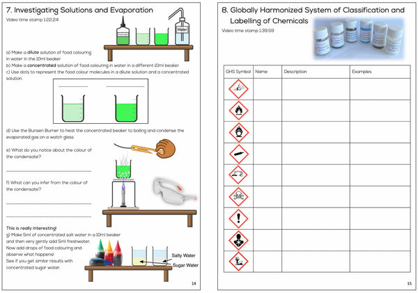 Year 7 High School Practical Chemistry Course Workbook - PDF Digital Download Document