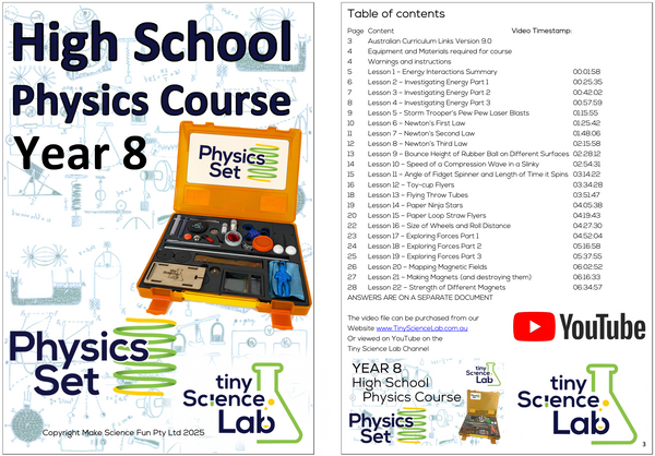 Year 8 High School Physics Course Workbook - Digital PDF Download