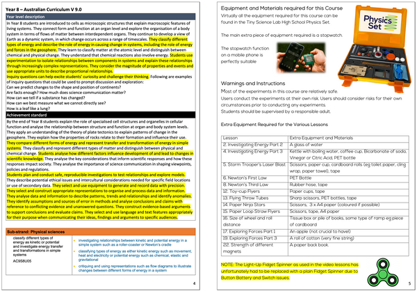 Year 8 High School Physics Course Workbook - Digital PDF Download