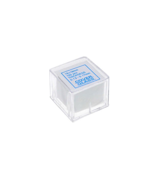 Box of 100 glass coverslips for microscope slides