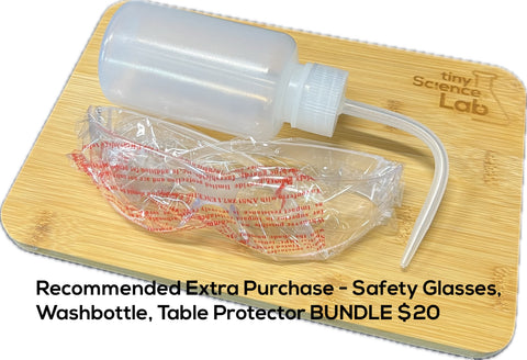 Bundle includes Table Protector, Wash Bottle and Safety Glasses