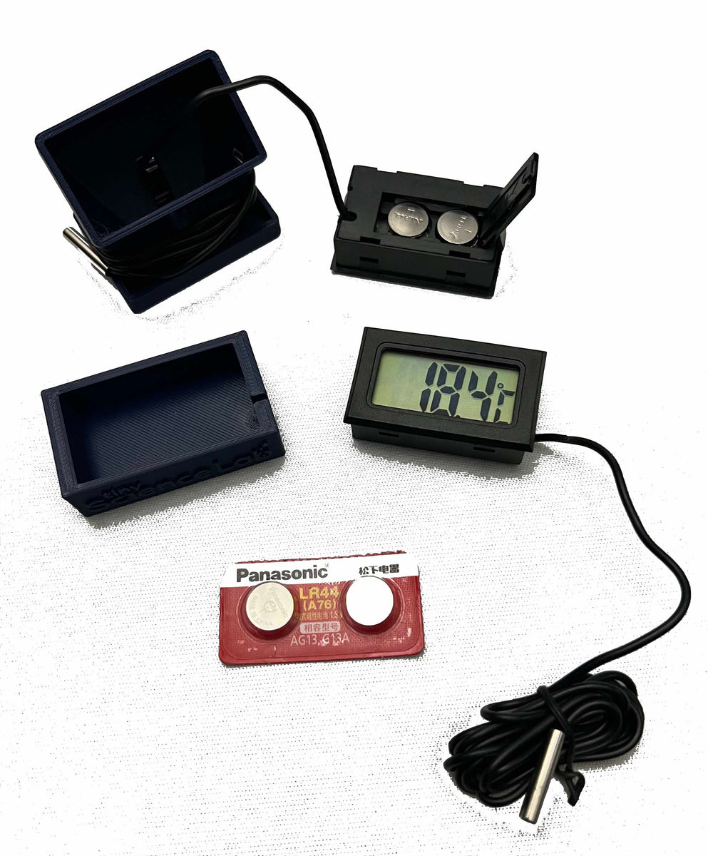 Button Battery replacement LR44 for digital thermometer Tiny Science Lab