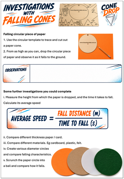 Paper Cone Drop Experiment Timber Template Scientific Method  - Tiny Science Lab