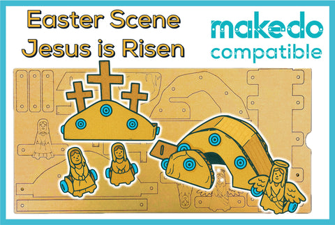 Easter Scene | Jesus is Risen | Stone is rolled away | Cardboard Construction Model Kit | Makedo Compatible