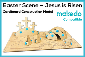 Easter Scene | Jesus is Risen | Stone is rolled away | Cardboard Construction Model Kit | Makedo Compatible