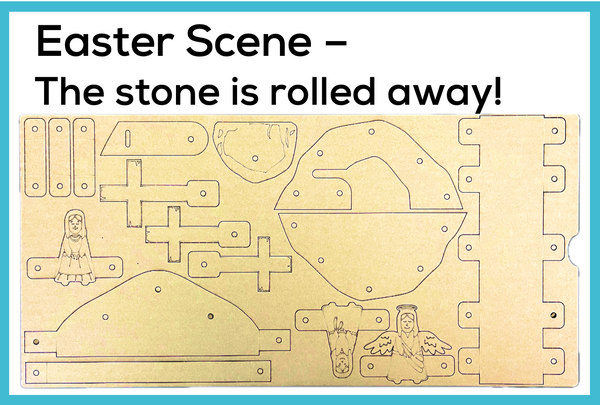 Easter Scene | Jesus is Risen | Stone is rolled away | Cardboard Construction Model Kit | Makedo Compatible
