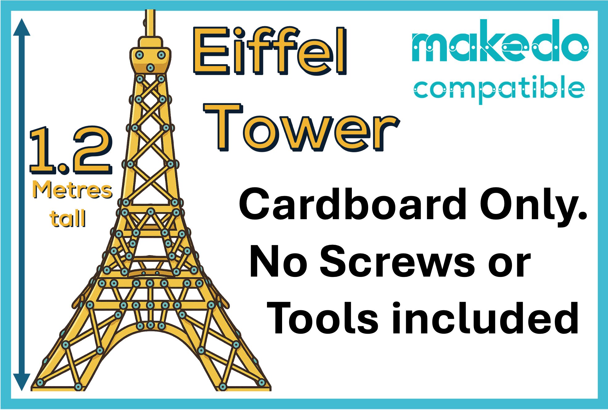 Eiffel Tower Cardboard Construction Model Kit | Makedo Compatible