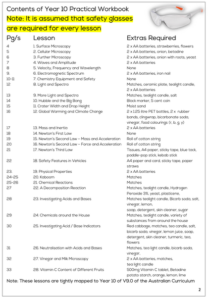 Year 7, 8,9 and 10 General Science Practical Course Workbook - Digital Download