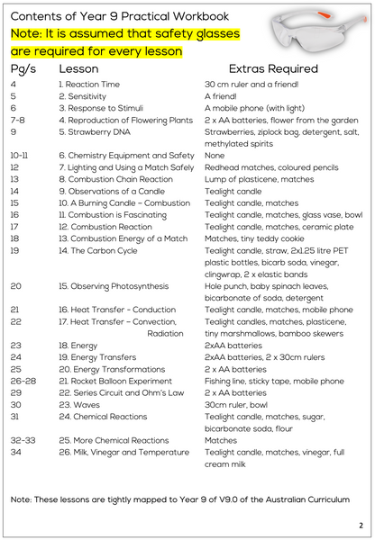 Year 7, 8,9 and 10 General Science Practical Course Workbook - Digital Download