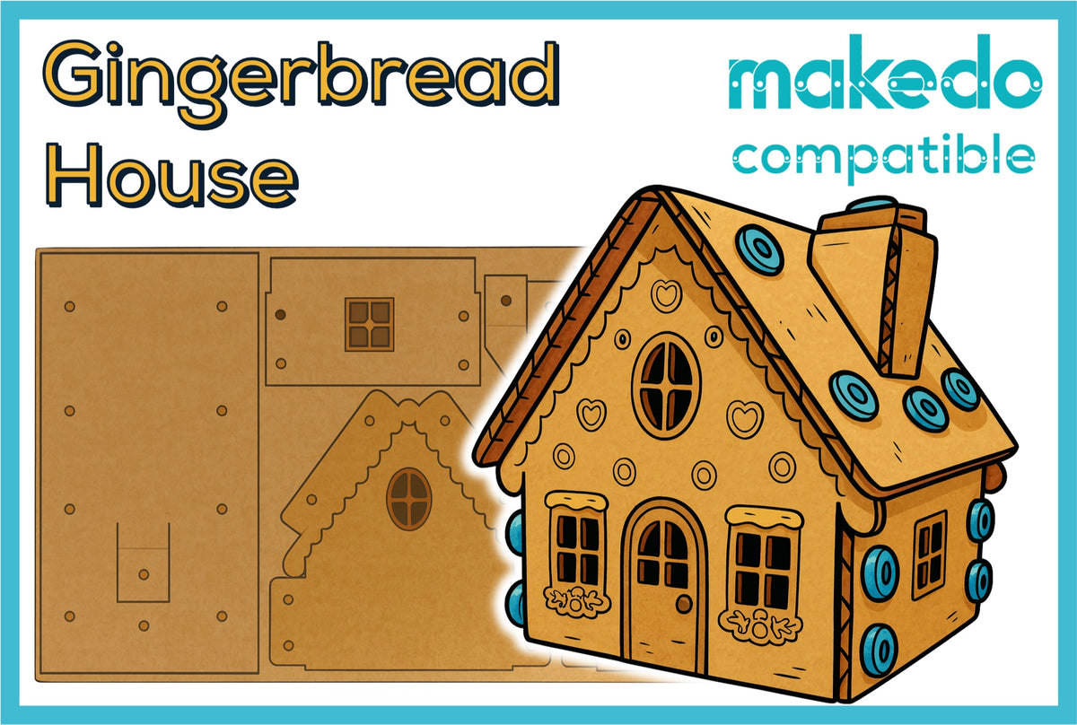 Gingerbread House Cardboard Construction Model Kit | Makedo Compatible ...