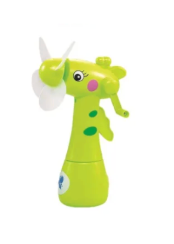 Toy hand powered misting fan