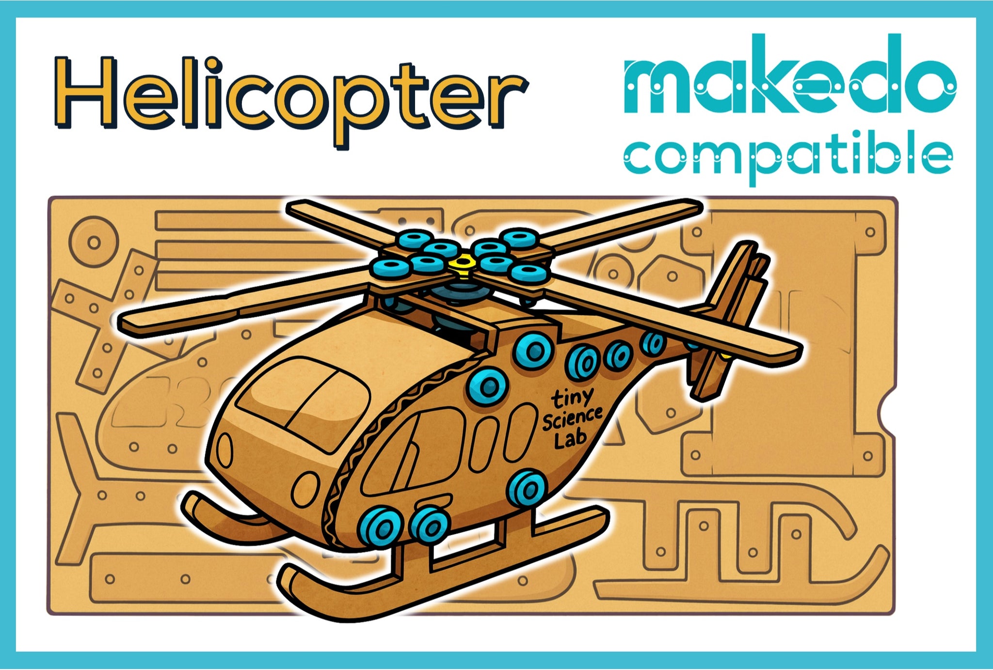 Helicopter Cardboard Construction Model Kit | Makedo Compatible