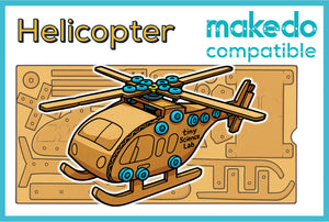 Helicopter Cardboard Construction Model Kit | Makedo Compatible