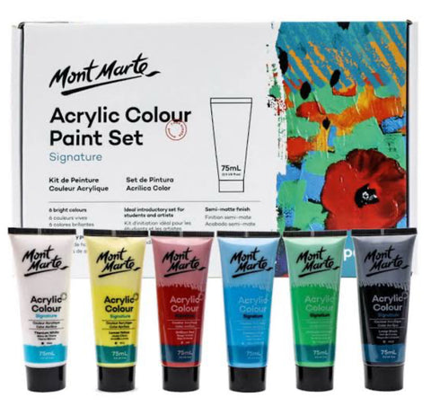 Paints Acrylic Colour Paint Set 6 Bright Colours