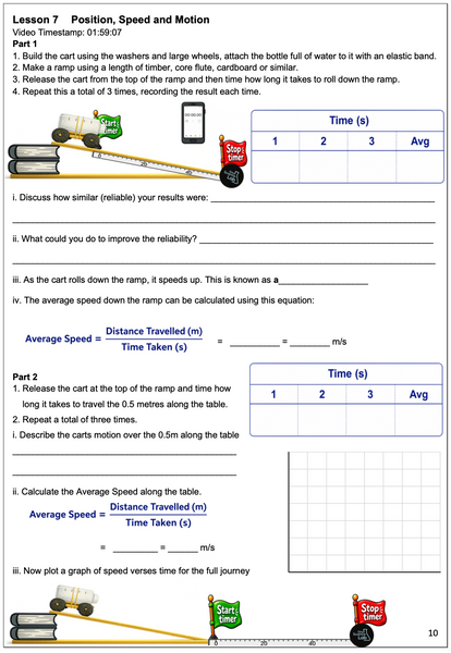 Years 9 and 10 combined High School Physics Science Course Workbook Tiny Science Lab