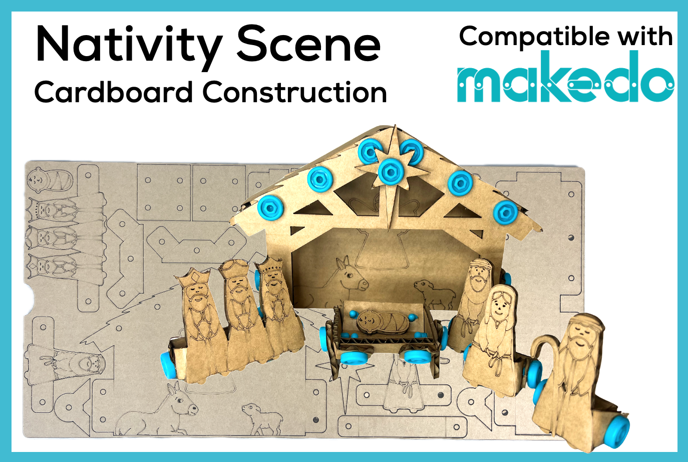 Christmas Nativity Scene Cardboard Construction Model Kit | Makedo Compatible