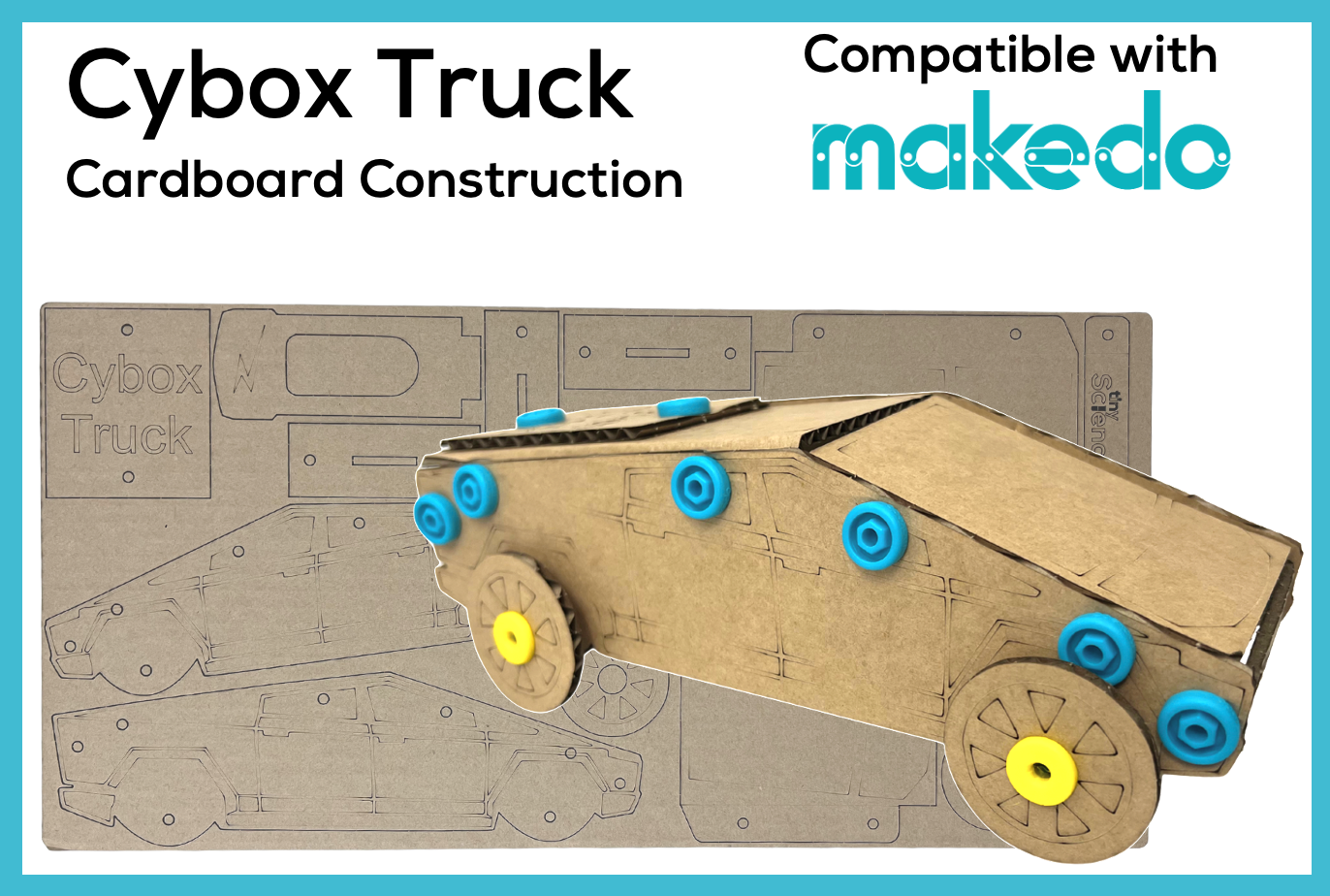 Cybox Truck Cardboard Construction Model Kit | Makedo Compatible
