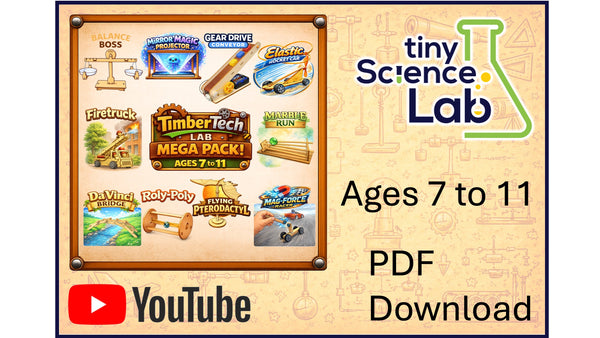Ages 7 to 11 - Mega Pack 1 - Timber Tech Lab STEM - Science Wood Kit - Tiny Science Lab