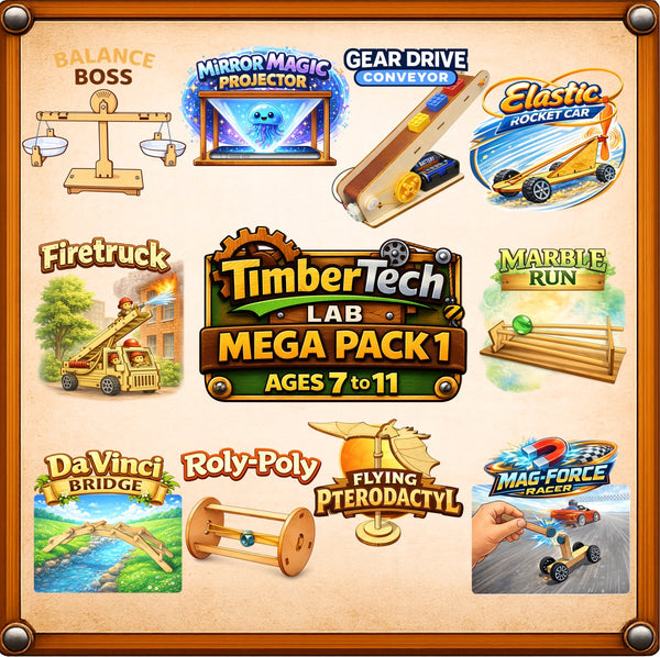 Ages 7 to 11 - Mega Pack 1 - Timber Tech Lab STEM - Science Wood Kit - Tiny Science Lab