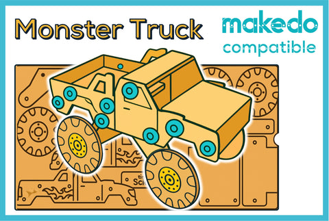 Monster Truck Cardboard Construction Model Kit | Makedo Compatible