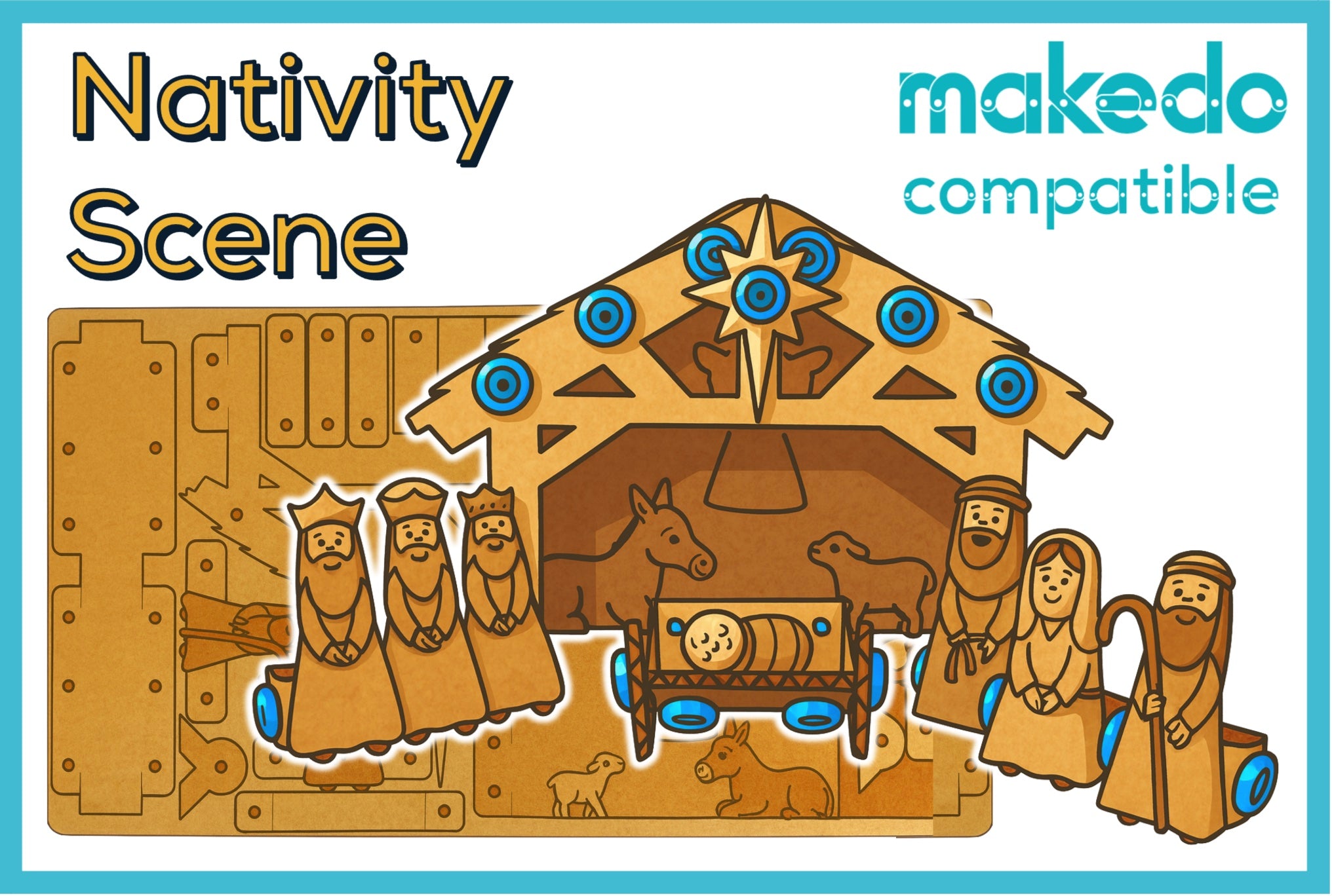 Christmas Nativity Scene Cardboard Construction Model Kit | Makedo Compatible