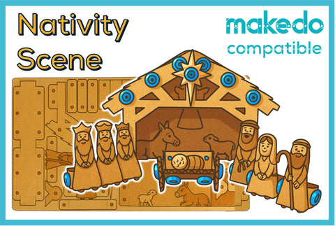 Christmas Nativity Scene Cardboard Construction Model Kit | Makedo Compatible