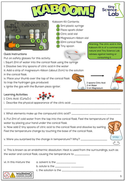 Kaboom Kit with downloadable instructions and worksheets