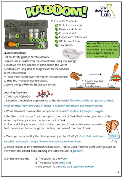 Kaboom Kit Instructions and Worksheets - Downloadable PDF File