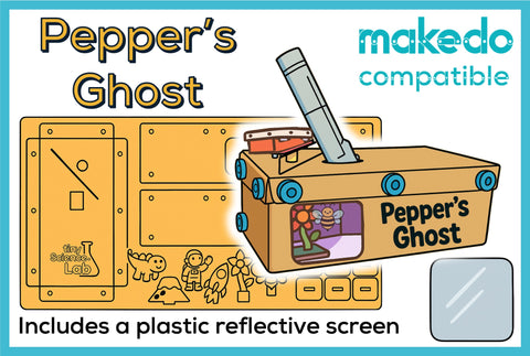Pepper's Ghost Illusion Cardboard Construction Model Kit | Makedo Compatible