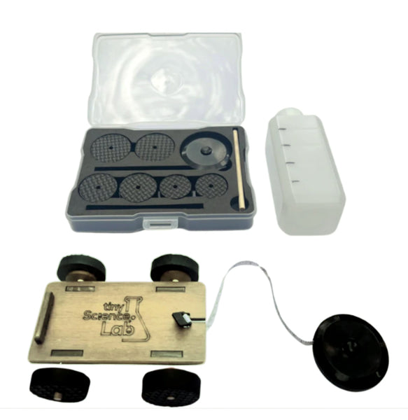 Physics cart  - Dynamics Trolley - with 1.5m retractable tape and three sets of wheels