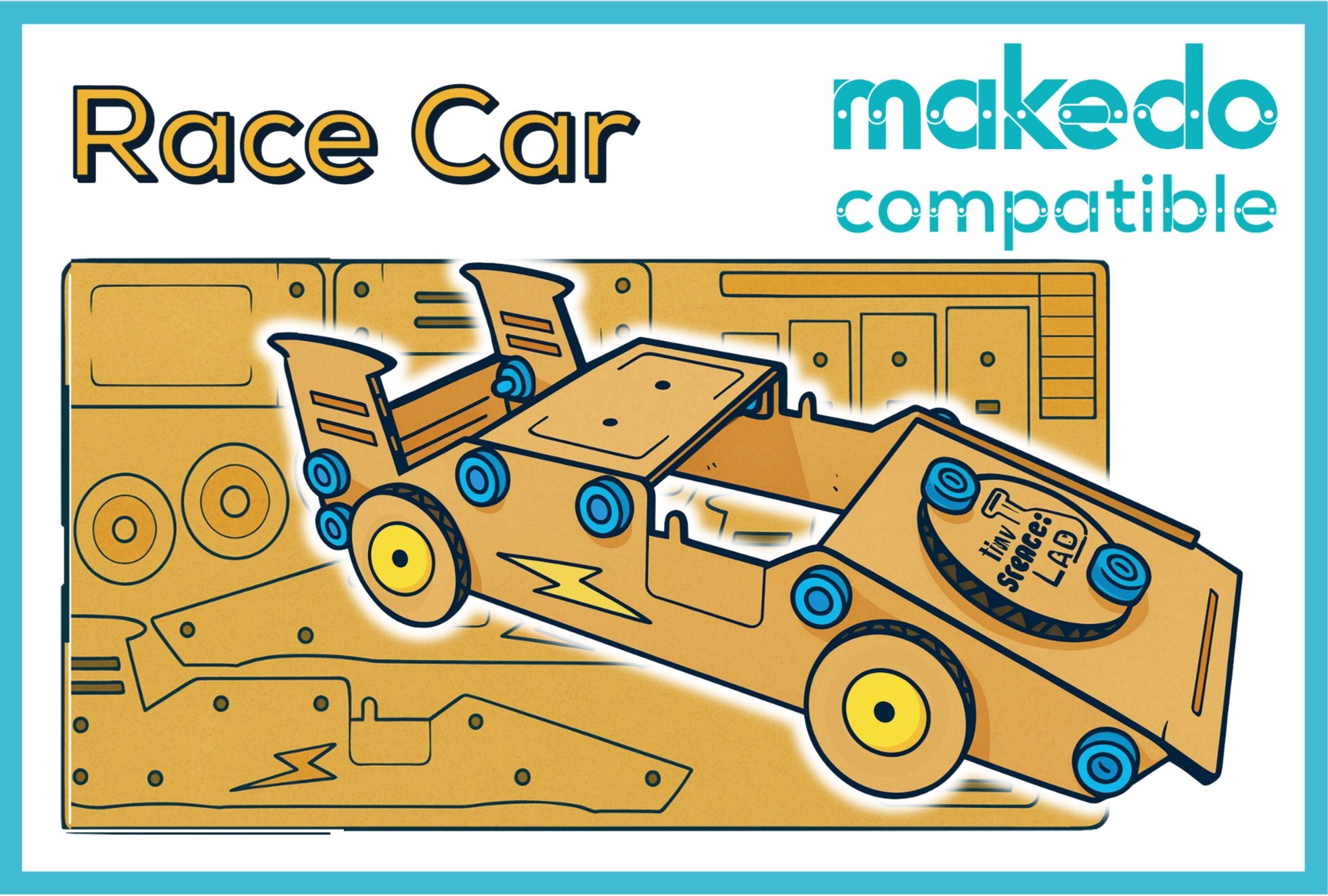 Race Car Cardboard Construction Model Kit | Makedo Compatible