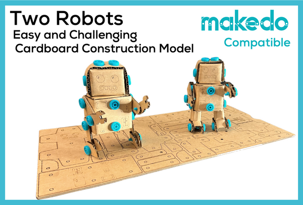Two Robots - One Easy and One Challenging Cardboard Construction Model Kits | Makedo Compatible