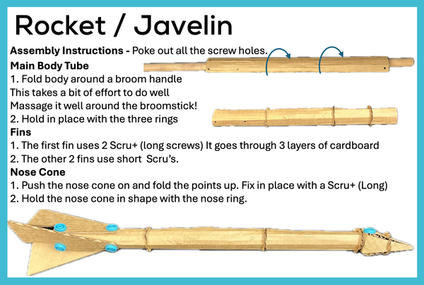 Rocket Javelin Cardboard Construction Model Kit | Makedo Compatible