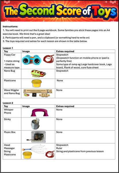 The Second Score of Toys - 20 Toys for the Online Live Zoom Lessons Tiny Science Lab