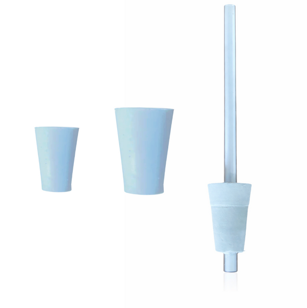 Rubber Stoppers 00 and 000 and rubber stopper 00 fitted with glass tube