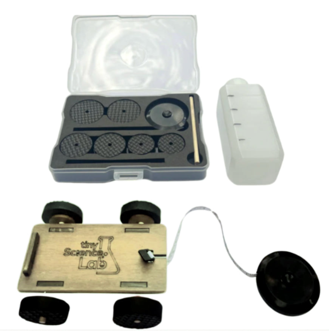 Physics cart  - Dynamics Trolley - with 1.5m retractable tape and three sets of wheels