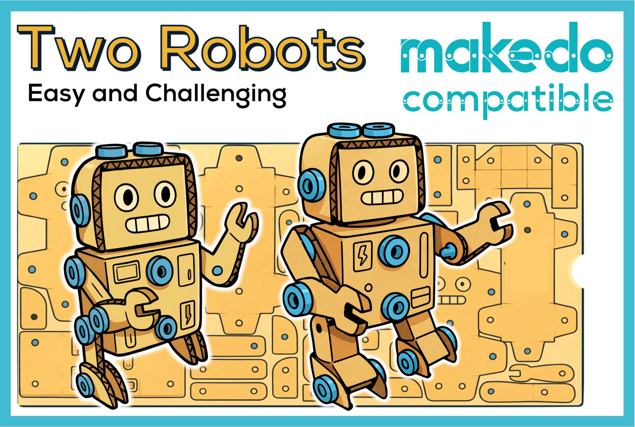Two Robots - One Easy and One Challenging Cardboard Construction Model Kits | Makedo Compatible