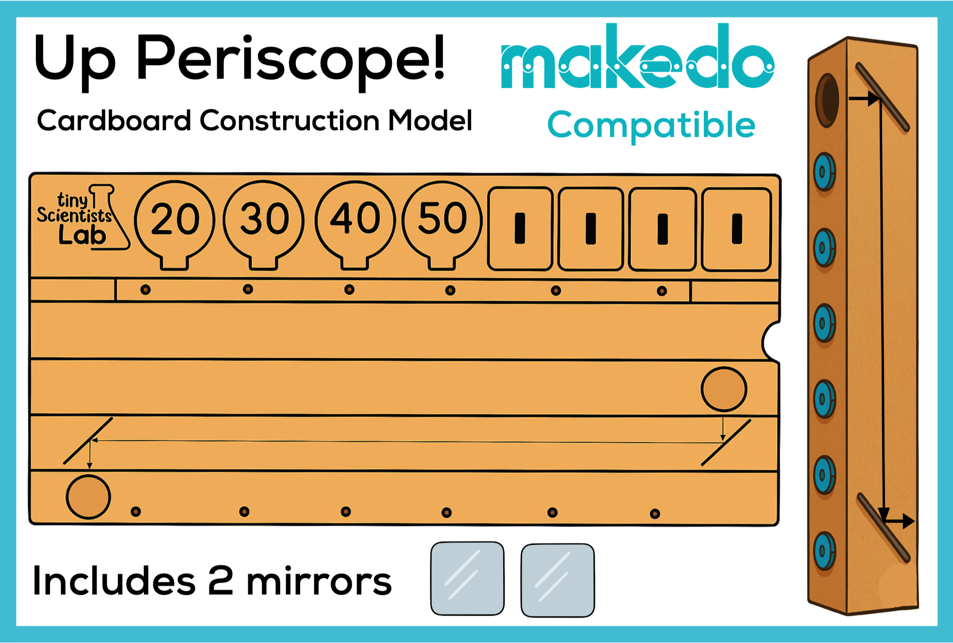 Up Periscope Light Reflection Mirrors Cardboard Construction Model Kit | Makedo Compatible