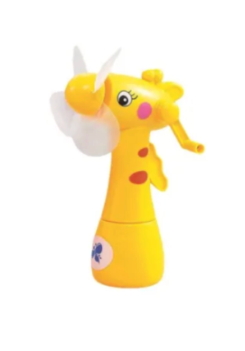 Toy hand powered misting fan