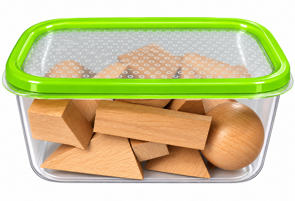 Wooden Geometric shape blocks including timber shape sorting board