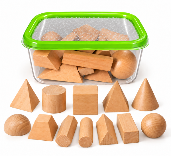 Wooden Geometric shape blocks including timber shape sorting board